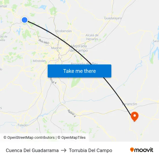 Cuenca Del Guadarrama to Torrubia Del Campo map