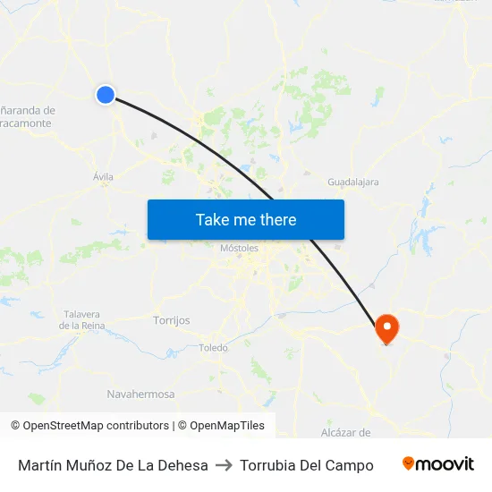 Martín Muñoz De La Dehesa to Torrubia Del Campo map