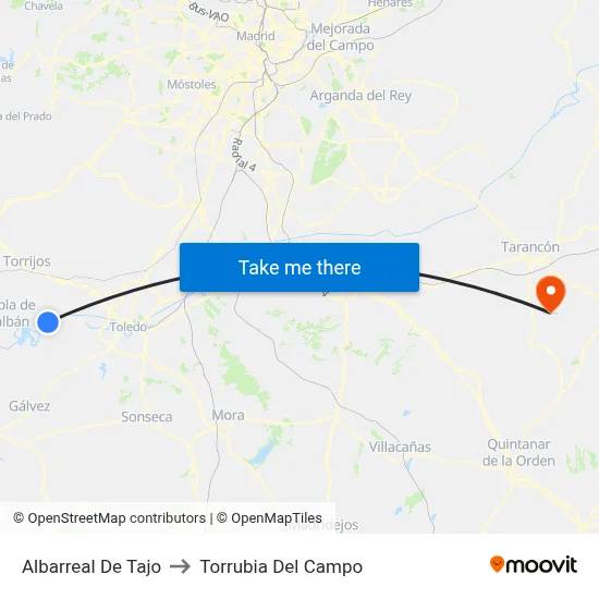 Albarreal De Tajo to Torrubia Del Campo map