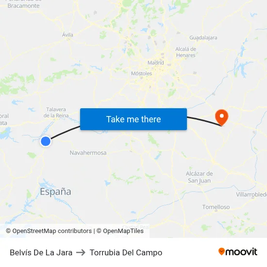 Belvís De La Jara to Torrubia Del Campo map