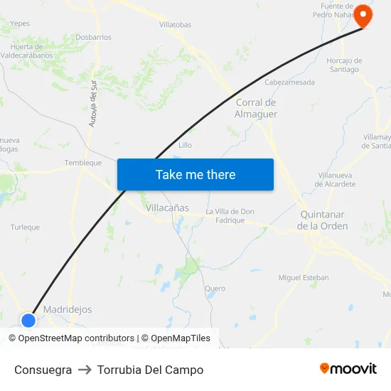 Consuegra to Torrubia Del Campo map