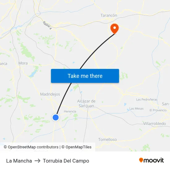 La Mancha to Torrubia Del Campo map