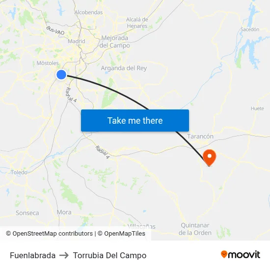 Fuenlabrada to Torrubia Del Campo map