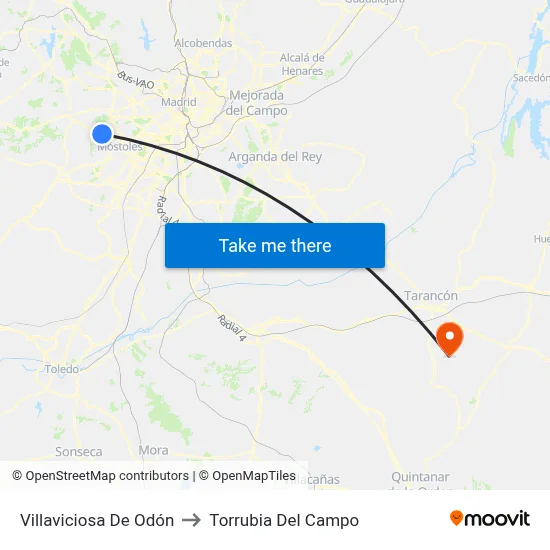 Villaviciosa De Odón to Torrubia Del Campo map
