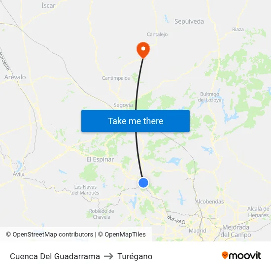 Cuenca Del Guadarrama to Turégano map