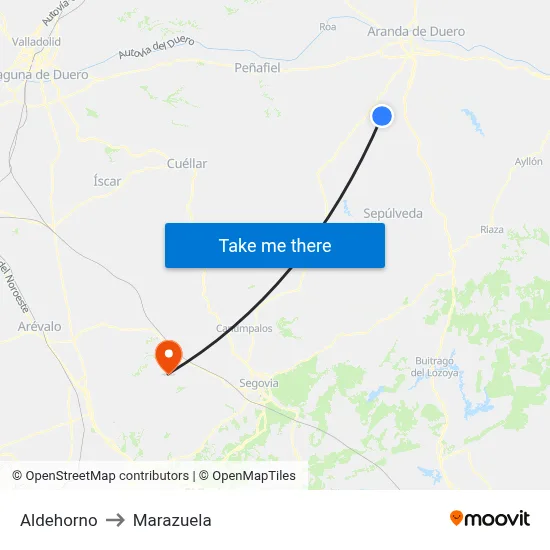 Aldehorno to Marazuela map