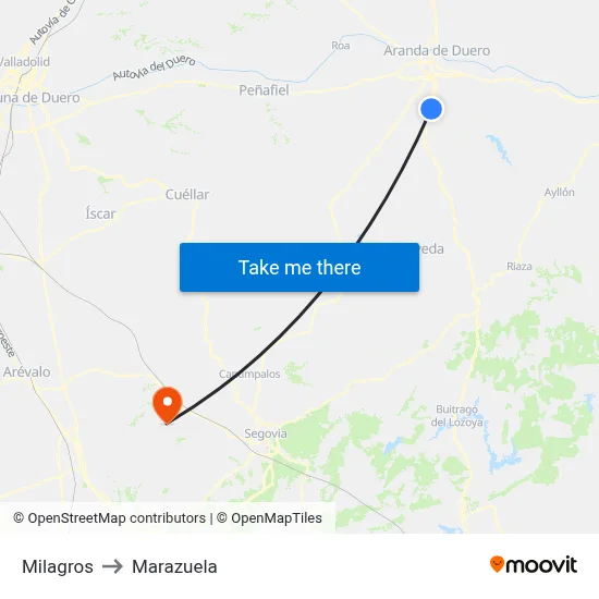 Milagros to Marazuela map