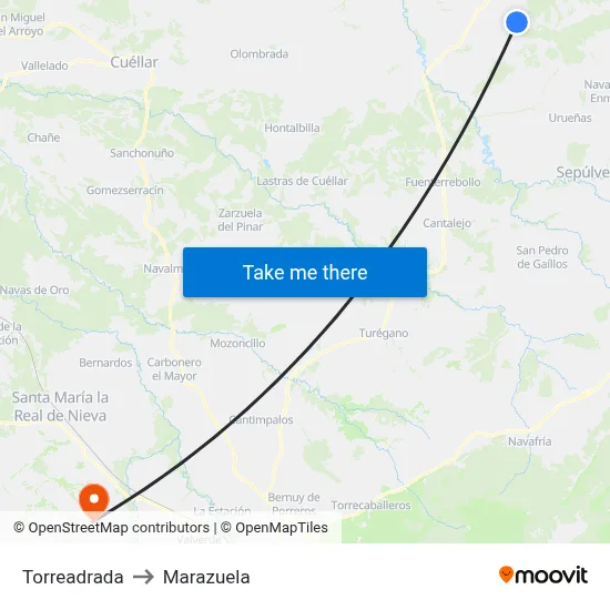 Torreadrada to Marazuela map