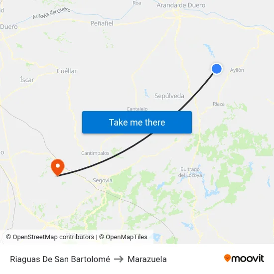 Riaguas De San Bartolomé to Marazuela map