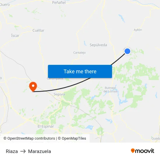 Riaza to Marazuela map