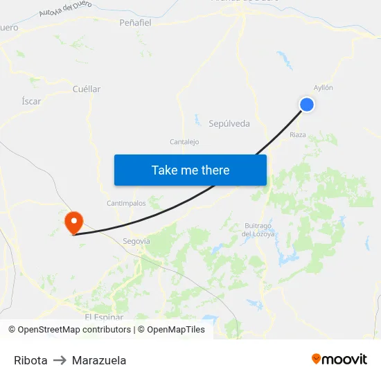 Ribota to Marazuela map