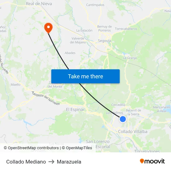 Collado Mediano to Marazuela map