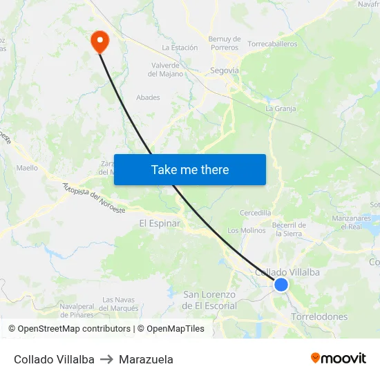 Collado Villalba to Marazuela map