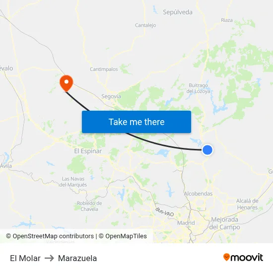 El Molar to Marazuela map