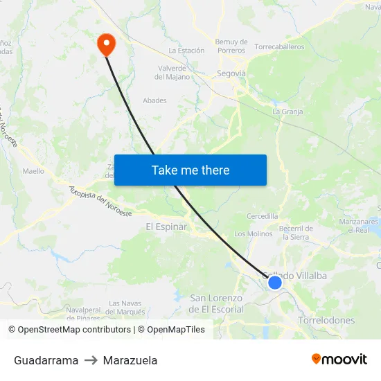 Guadarrama to Marazuela map