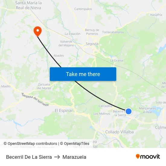 Becerril De La Sierra to Marazuela map