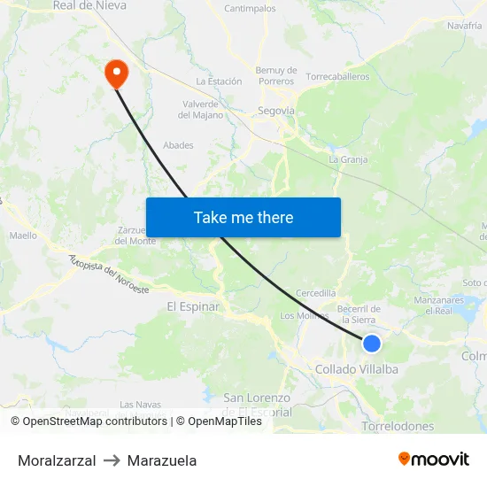 Moralzarzal to Marazuela map