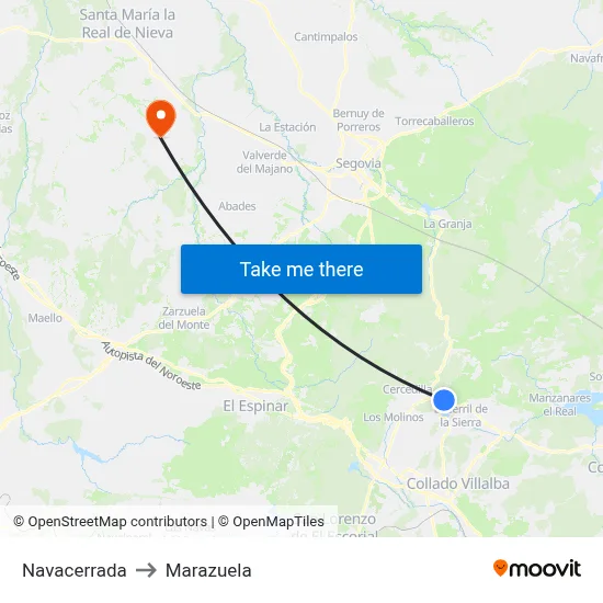Navacerrada to Marazuela map