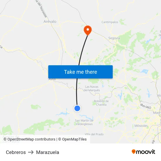 Cebreros to Marazuela map