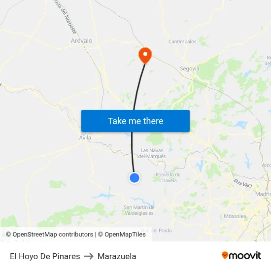 El Hoyo De Pinares to Marazuela map