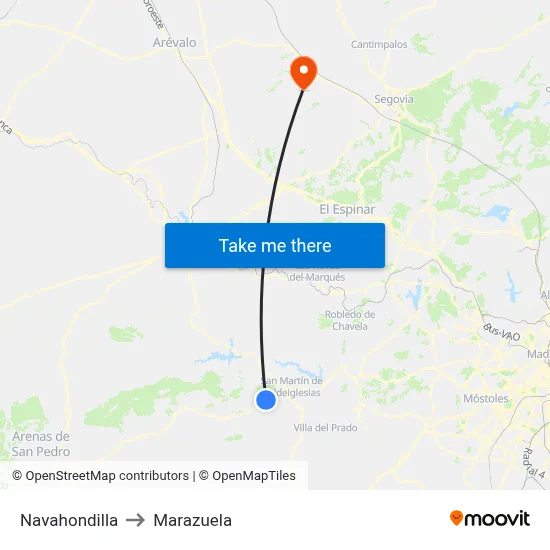 Navahondilla to Marazuela map