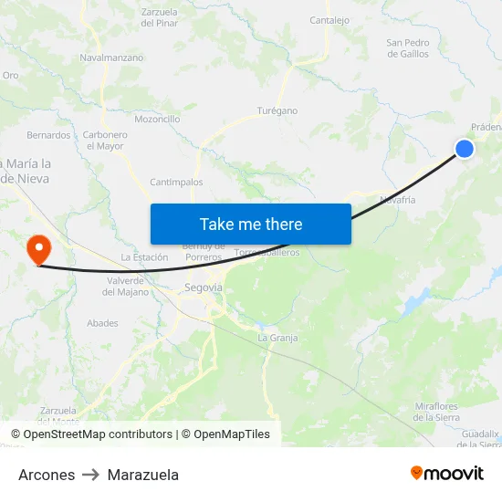 Arcones to Marazuela map