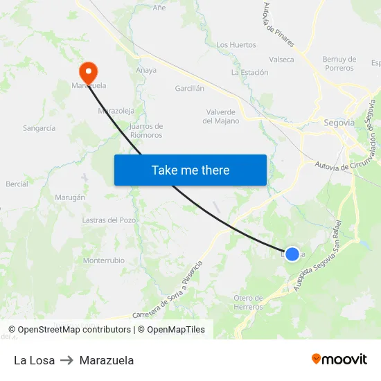 La Losa to Marazuela map