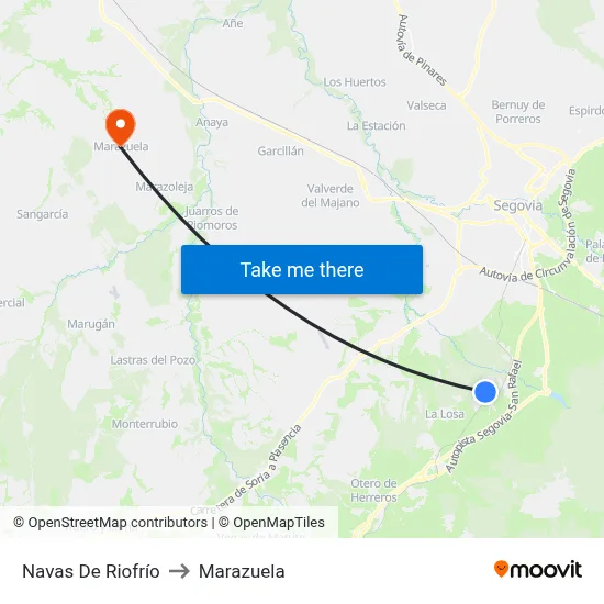 Navas De Riofrío to Marazuela map