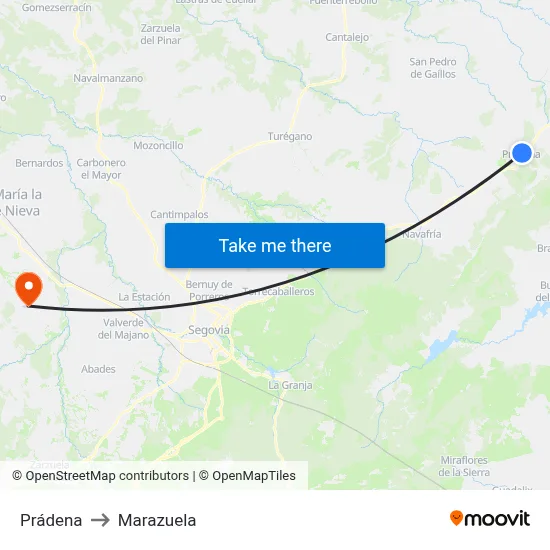 Prádena to Marazuela map