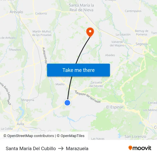 Santa María Del Cubillo to Marazuela map
