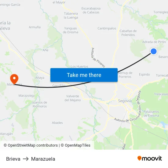 Brieva to Marazuela map