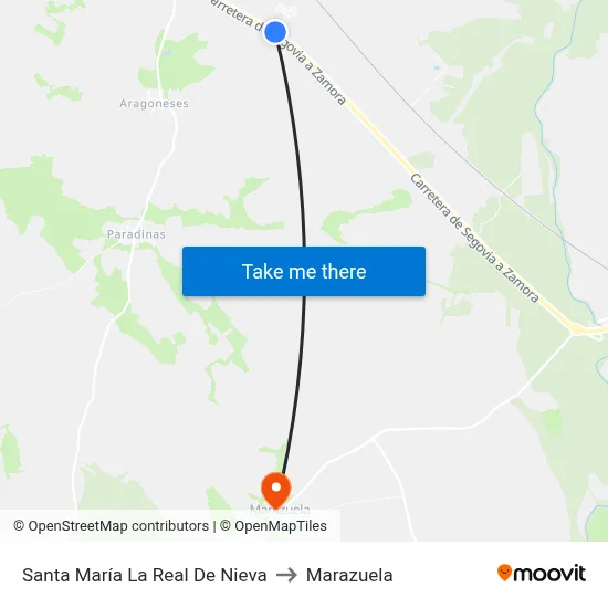 Santa María La Real De Nieva to Marazuela map