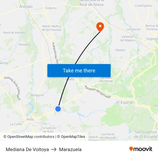 Mediana De Voltoya to Marazuela map