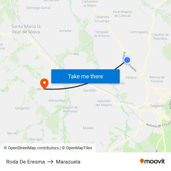 Roda De Eresma to Marazuela map