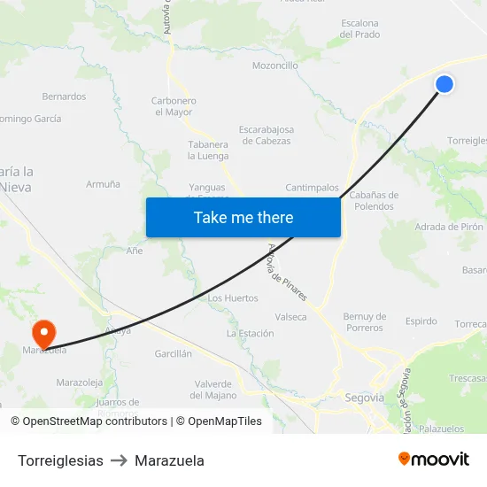 Torreiglesias to Marazuela map