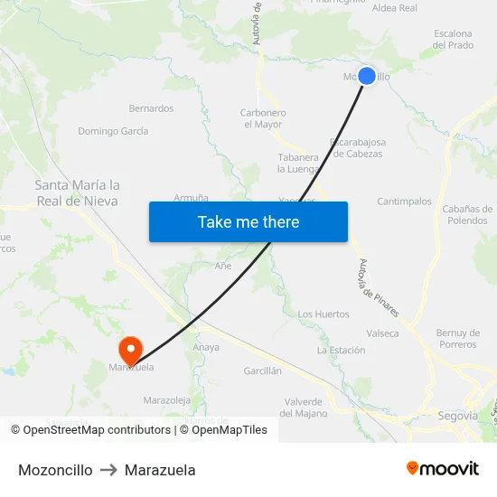 Mozoncillo to Marazuela map