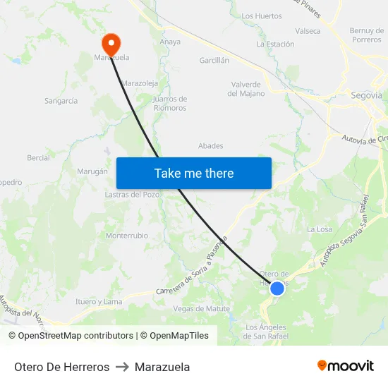 Otero De Herreros to Marazuela map