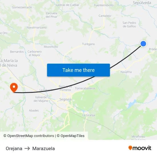 Orejana to Marazuela map
