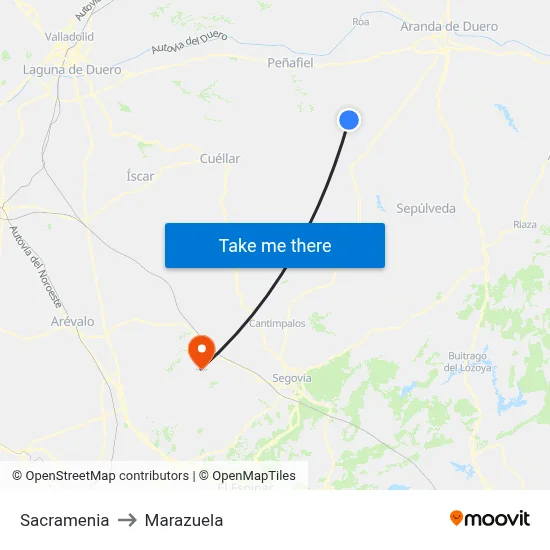 Sacramenia to Marazuela map