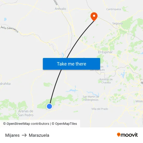 Mijares to Marazuela map