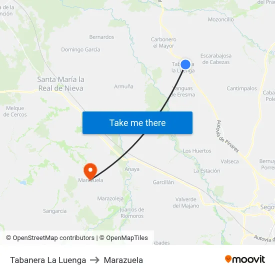 Tabanera La Luenga to Marazuela map
