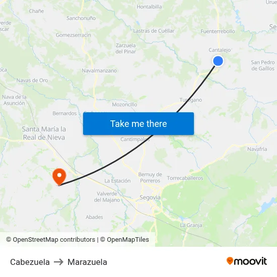 Cabezuela to Marazuela map