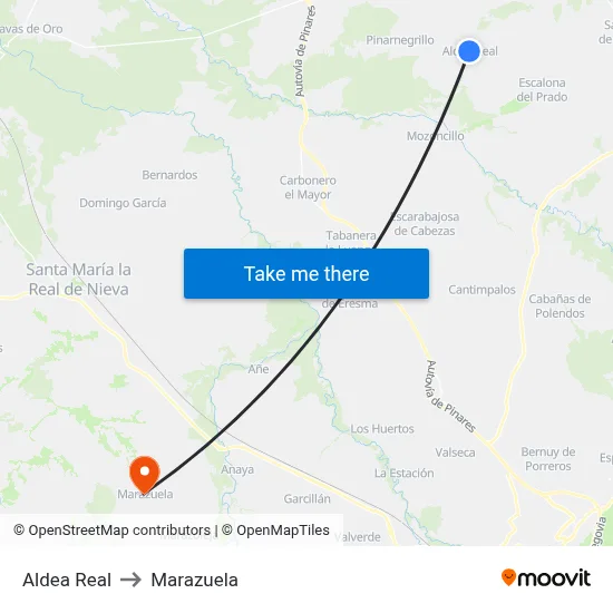 Aldea Real to Marazuela map