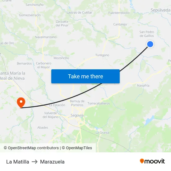La Matilla to Marazuela map