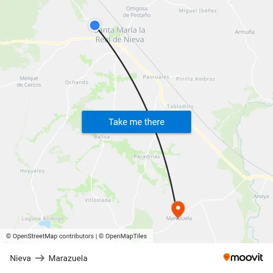 Nieva to Marazuela map