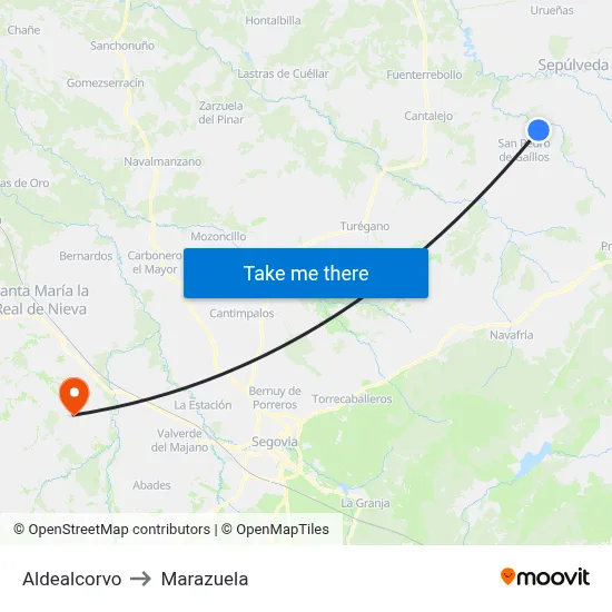 Aldealcorvo to Marazuela map