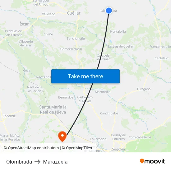 Olombrada to Marazuela map