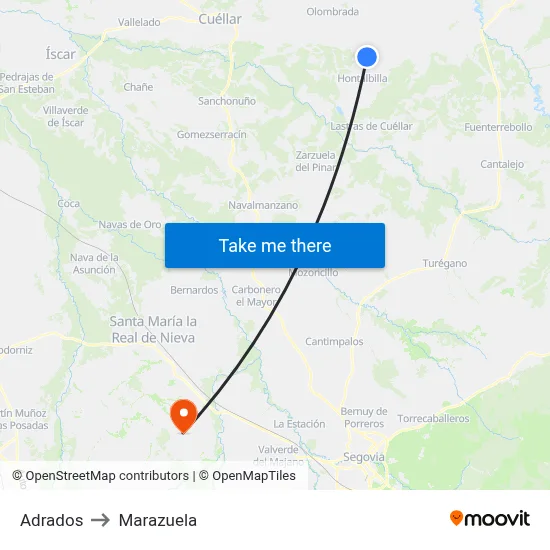 Adrados to Marazuela map