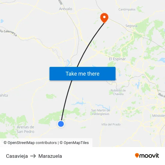 Casavieja to Marazuela map