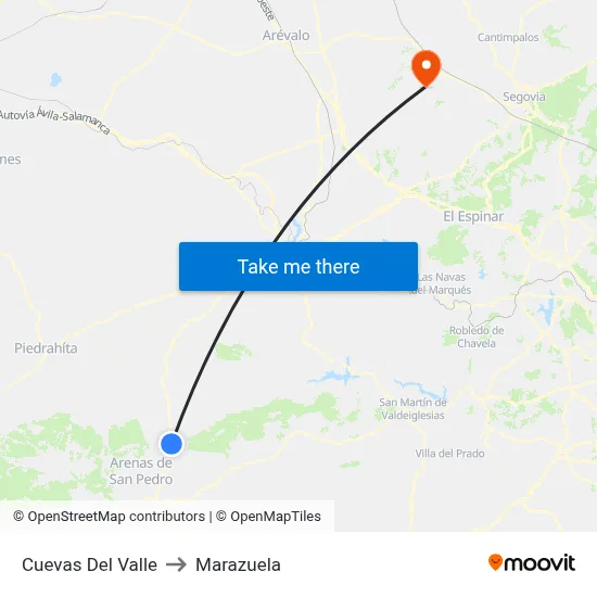 Cuevas Del Valle to Marazuela map